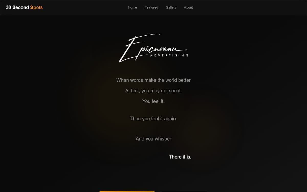 Epicurean Advertising's 30 Second Spots website